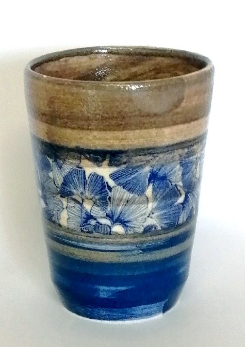 Grand mug bleu ocre ginko 03