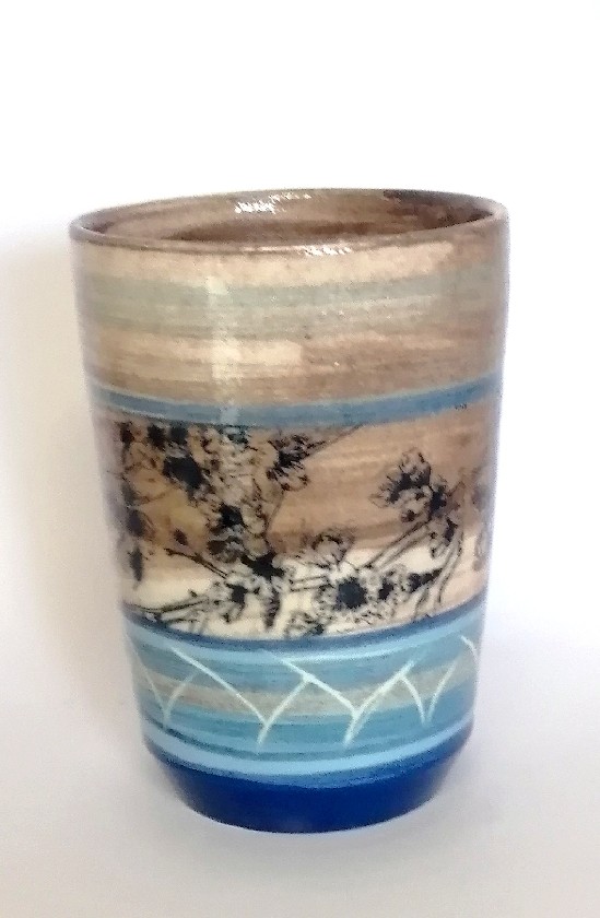 Grand mug ocre bleu branches 12