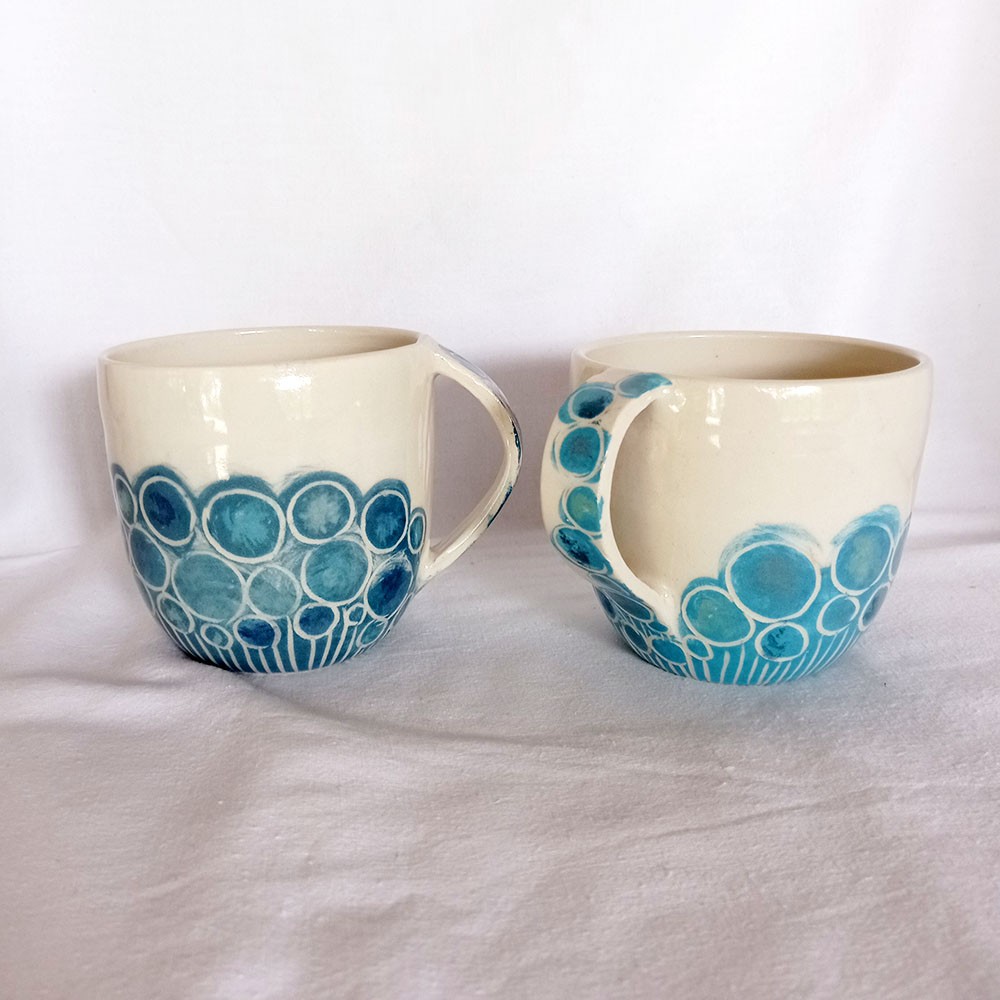 Paire de mugs bulles