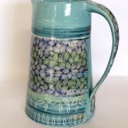 Pichet 1l bleu vert feuillage
