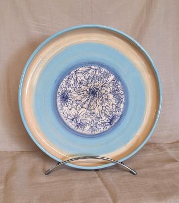 Plat tarte marguerites bleues