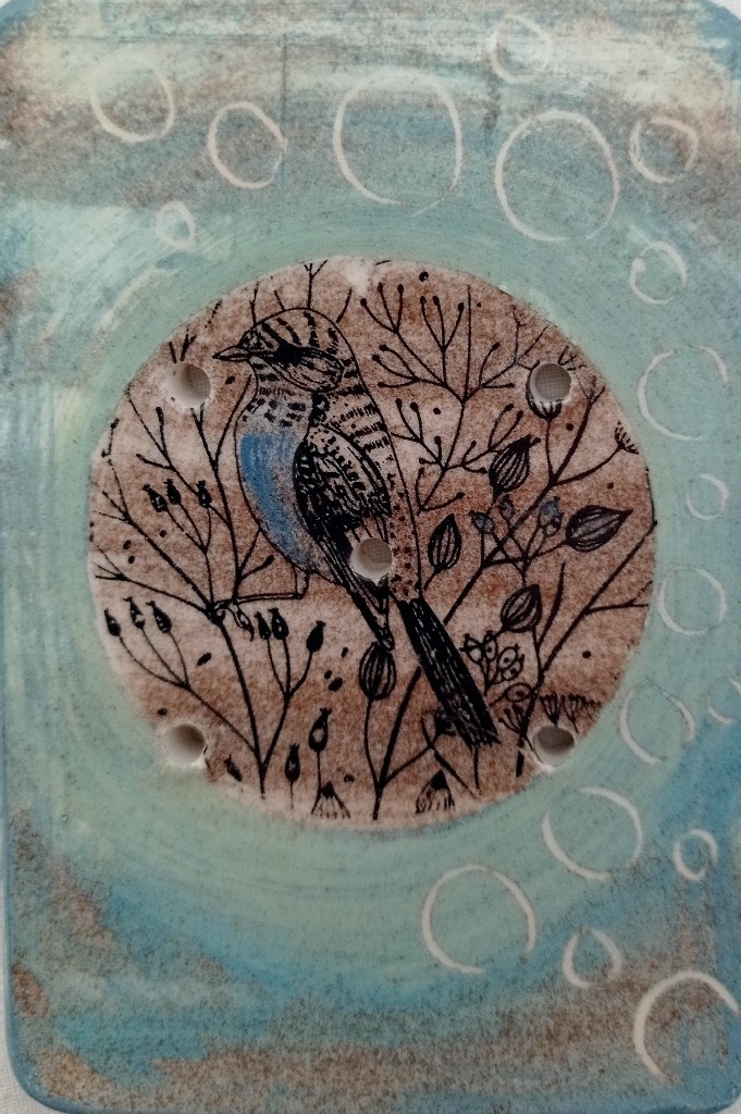 Porte savon oiseau bleu 1